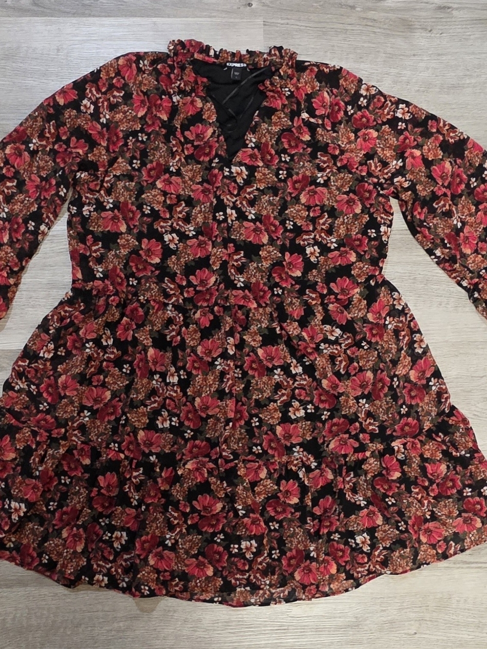 Floral Long-Sleeve Jacket Coat - Red Floral
